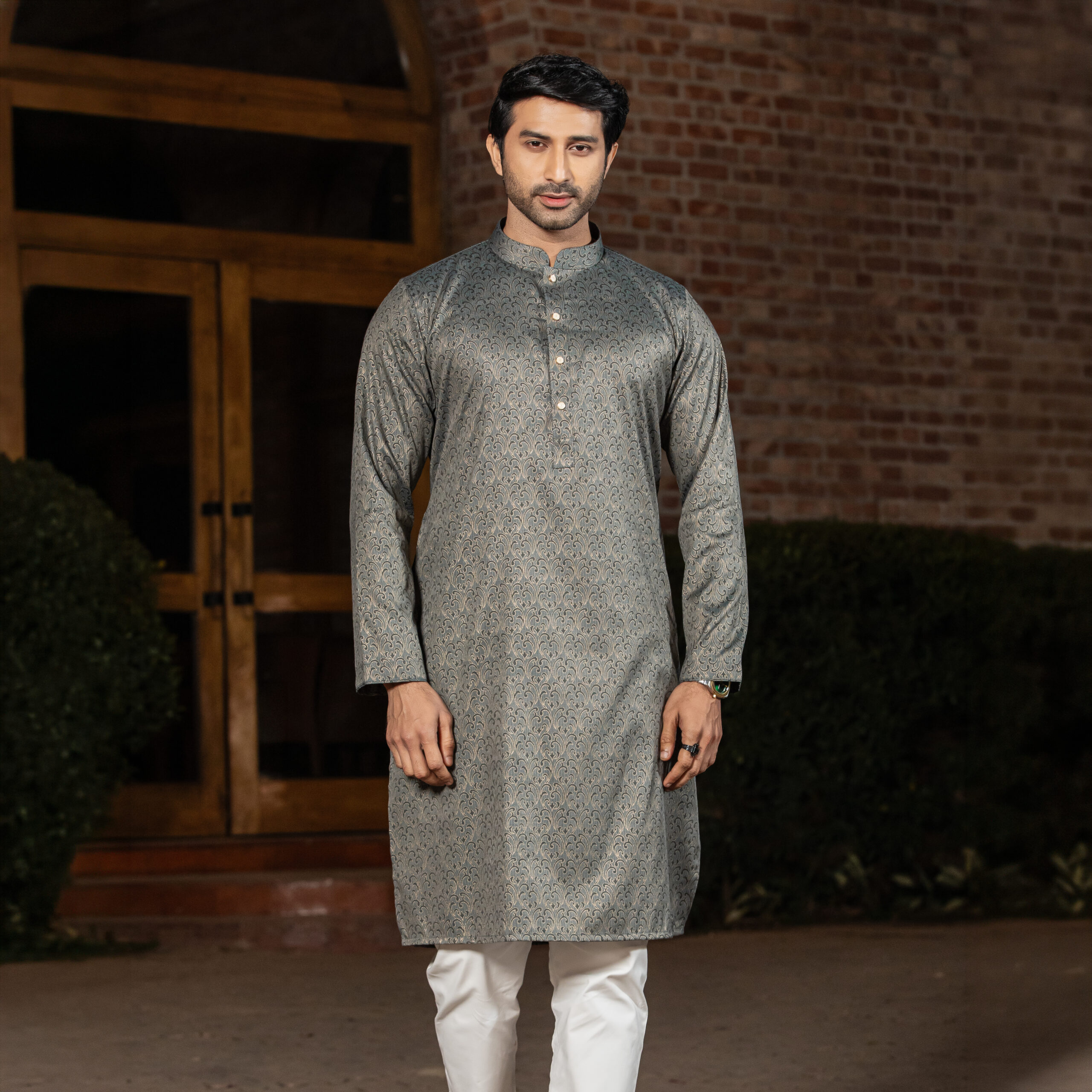 3Y2A3377-Editmyth studio 2026 Timeless Signature - Charcoal Grey Panjabi - Image 1