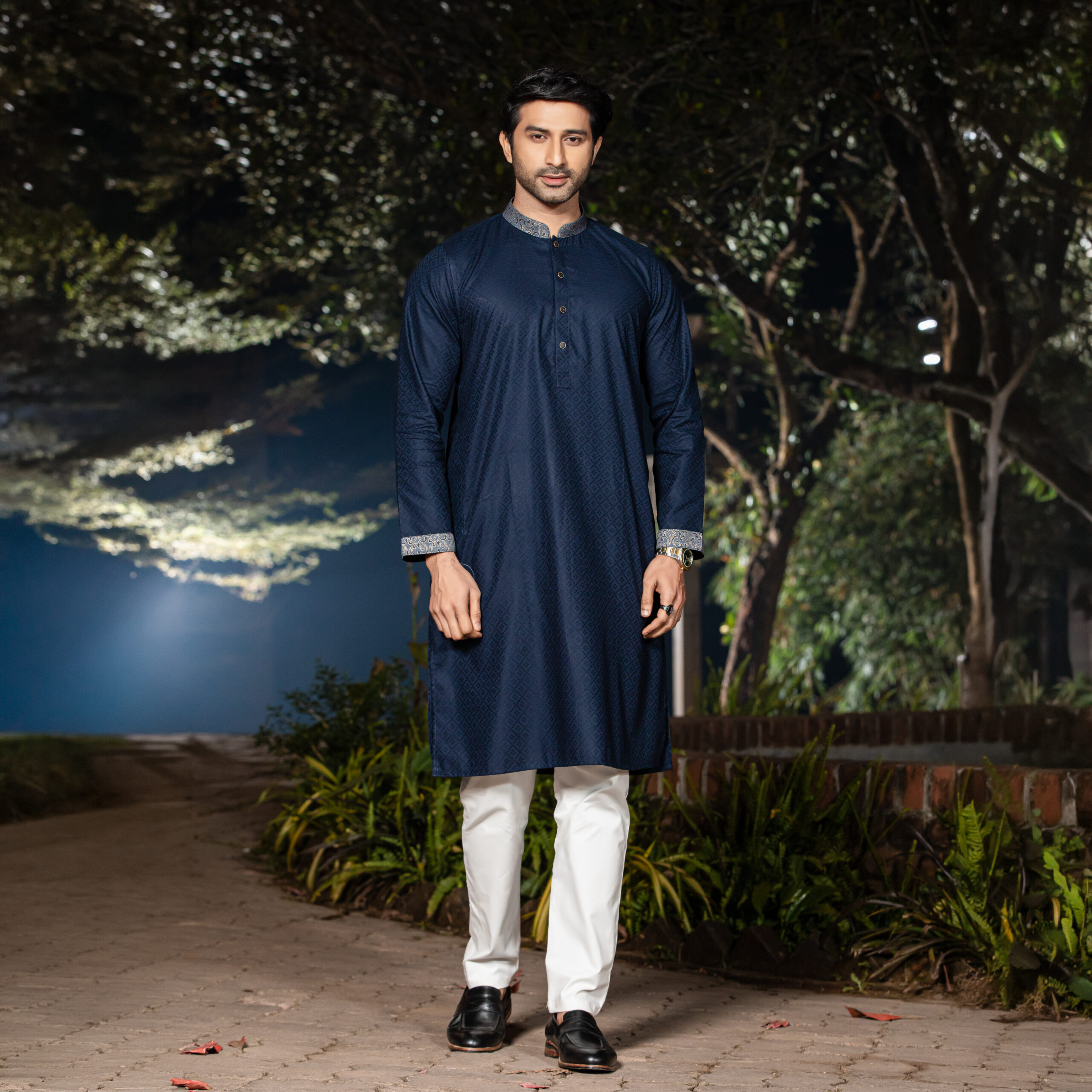 3Y2A3419-Editmyth studio 2026 Timeless Signature - Navy Blue Panjabi - Image 1