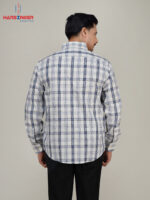 Mens White & Blue Check Full Sleeve Shirt - Image 3
