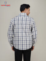 Premium Check Shirt – White & Blue - Image 3