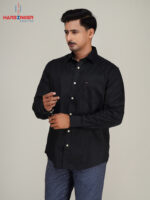 Mens Black Premium Cotton Formal Shirt - Image 2