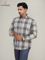 Mens Executive: Ash Grid Fine Cotton Full Sleeve Shirt - Image 2
