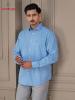 Mens Cotton Choice: Sky Blue Formal Shirt - Image 2