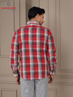 Mens Red Check Casual Full Sleeve Shirt - Image 3