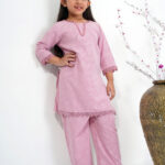 Pink Jafran Fabric Kids Co-Ord Set
