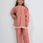 Rust Printed Viscose Kids Co-Ord Set
