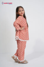 Rust Printed Viscose Kids Co-Ord Set - Image 3