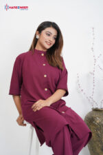 Women Solid Wine Co-Ord Set - Image 4
