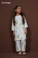 Ivory Floral Viscose Kids Co-Ord Set - Image 2