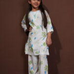 Ivory Floral Viscose Kids Co-Ord Set