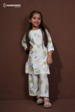 Ivory Floral Viscose Kids Co-Ord Set