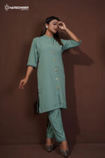 Women Solid Sage Green Co-Ord Set - Image 4