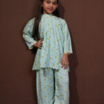 Mint Green Printed Viscose Kids Co-Ord Set