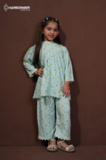 Mint Green Printed Viscose Kids Co-Ord Set