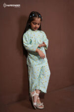 Mint Green Printed Viscose Kids Co-Ord Set - Image 3