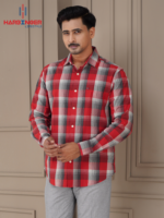 Mens Red Check Casual Full Sleeve Shirt - Image 2