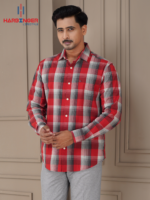 Mens Red Check Casual Full Sleeve Shirt - Image 2