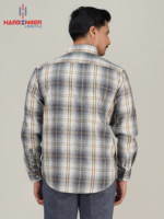 Mens Executive: Ash Grid Fine Cotton Full Sleeve Shirt - Image 3