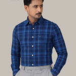 Mens Blue Check Full Sleeve Shirt