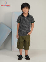 Boys Black Floral-Motif Polo