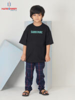 Boys Navy Check Cotton Trouser - Image 3