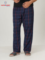 Mens Navy Check Cotton Trouser - Image 4