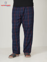 Mens Navy Check Cotton Trouser