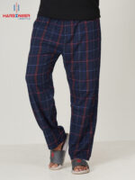 Mens Navy Check Cotton Trouser - Image 3