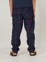 Boys Navy Check Cotton Trouser - Image 2
