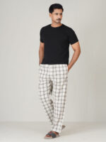 Men's White Check Cotton Trouser - Image 2