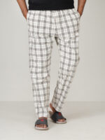 Men's White Check Cotton Trouser - Image 4
