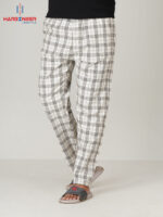 Men's White Check Cotton Trouser
