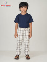 Boys Off-White Check Cotton Trouser - Image 2