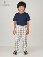 Boys Off-White Check Cotton Trouser - Image 3