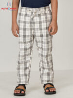Boys Off-White Check Cotton Trouser