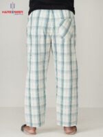 Mens Blue White Check Cotton Trouser - Image 3
