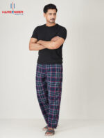 Men's Red & Blue Check Cotton Trouser - Image 2