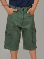 Boys Bottle Green Cargo 3-Quarter Pant