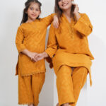 Saffron Elegance Mother & Daughter Set